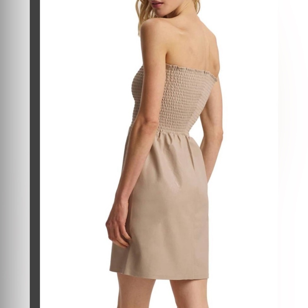 NWT Commando Faux Leather Smocked Dress Strapless Tan Medium Large Festival - Picture 2 of 9